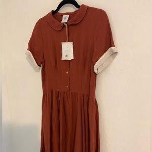 Sondeflor Linen Cottagecore Classic short sleeve dress Small